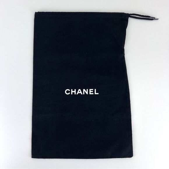 Authentic Chanel Dust Bag Storage Cover Pouch Drawstring Black 13.5 X 9 - Picture 1 of 5